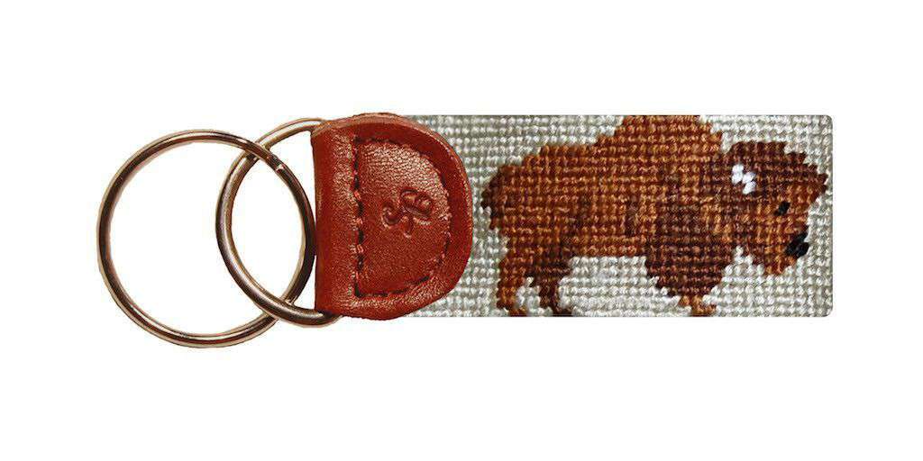 Buffalo Needlepoint Key Fob in Khaki by Smathers & Branson - Country Club Prep