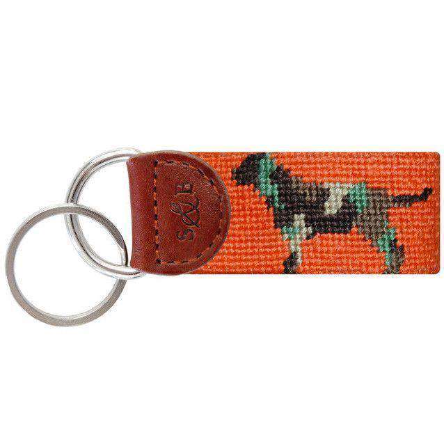 Camo Retriever Needlepoint Key Fob in Orange by Smathers & Branson - Country Club Prep