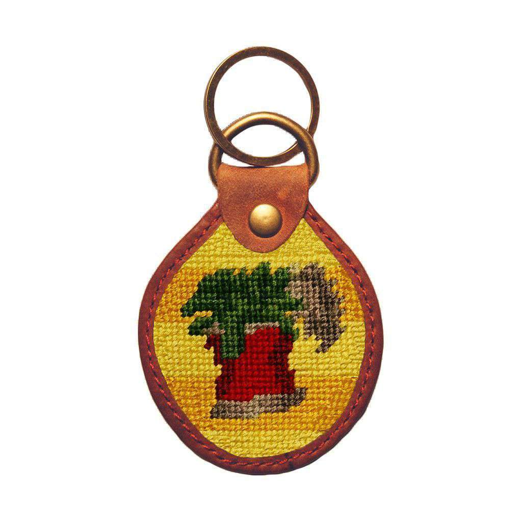 Can of Spinach Needlepoint Key Fob in Yellow by Smathers & Branson - Country Club Prep