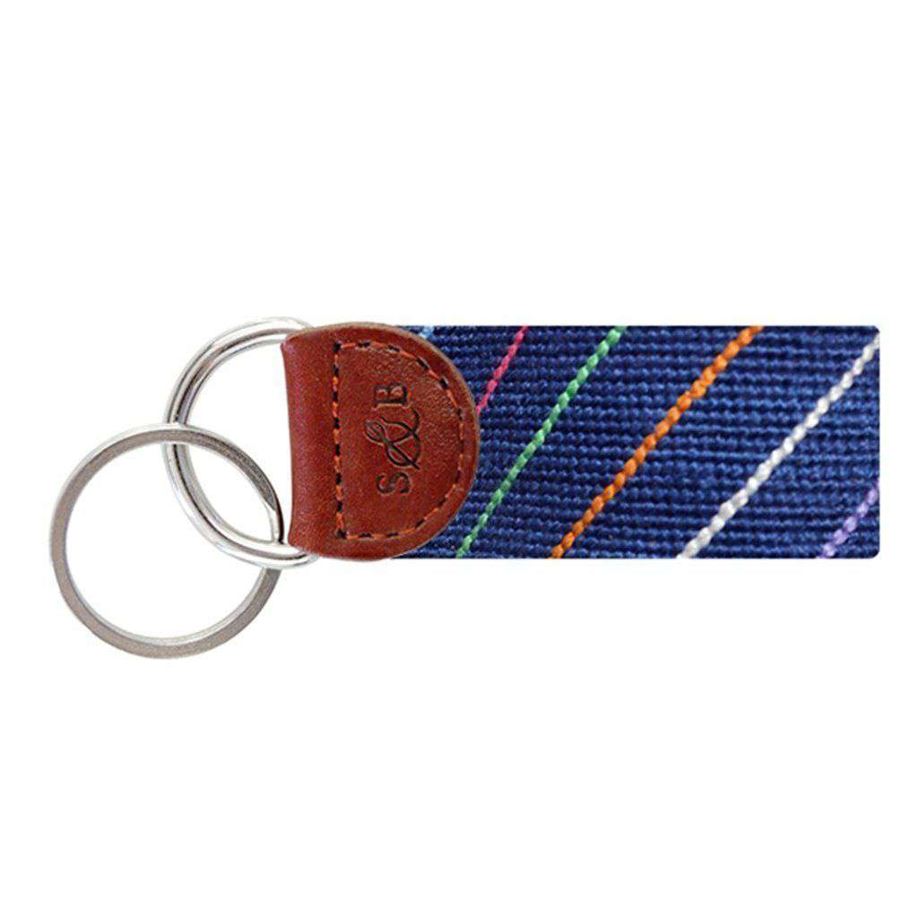 Carter Stripe Needlepoint Key Fob in Classic Navy by Smathers & Branson - Country Club Prep