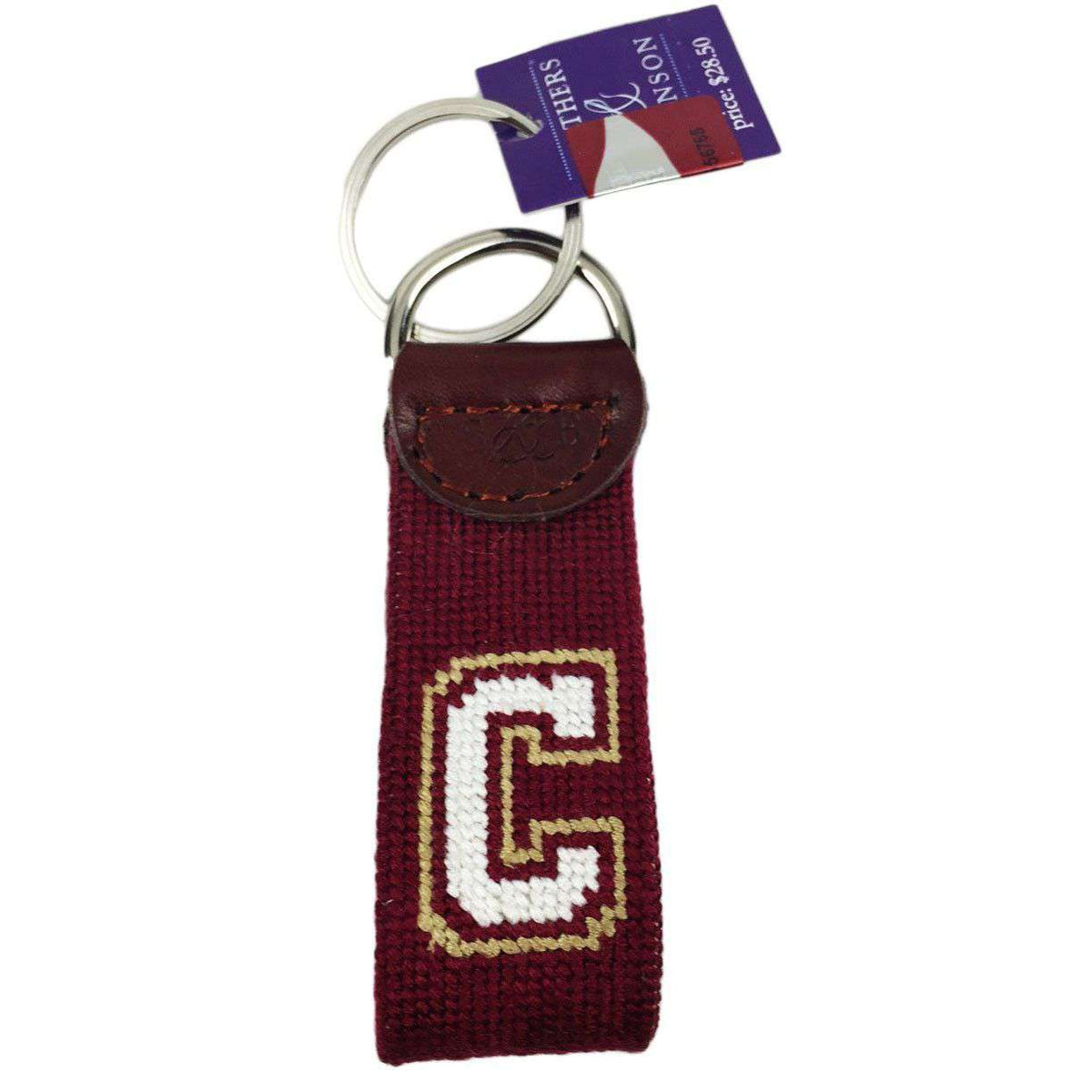 College of Charleston Needlepoint Key Fob in Red by Smathers & Branson - Country Club Prep