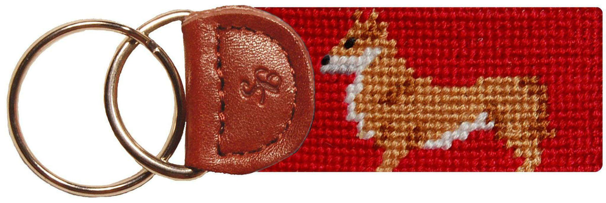 Corgi Needlepoint Key Fob in Red by Smathers & Branson - Country Club Prep