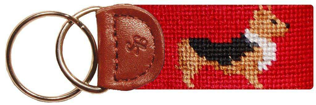 Corgi Needlepoint Key Fob in Red by Smathers & Branson - Country Club Prep