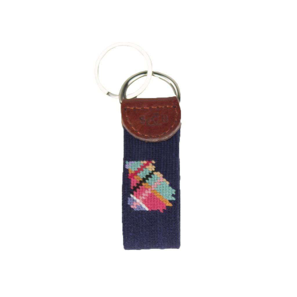 Custom Georgia Madras Needlepoint Key Fob in Dark Navy by Smathers & Branson - Country Club Prep