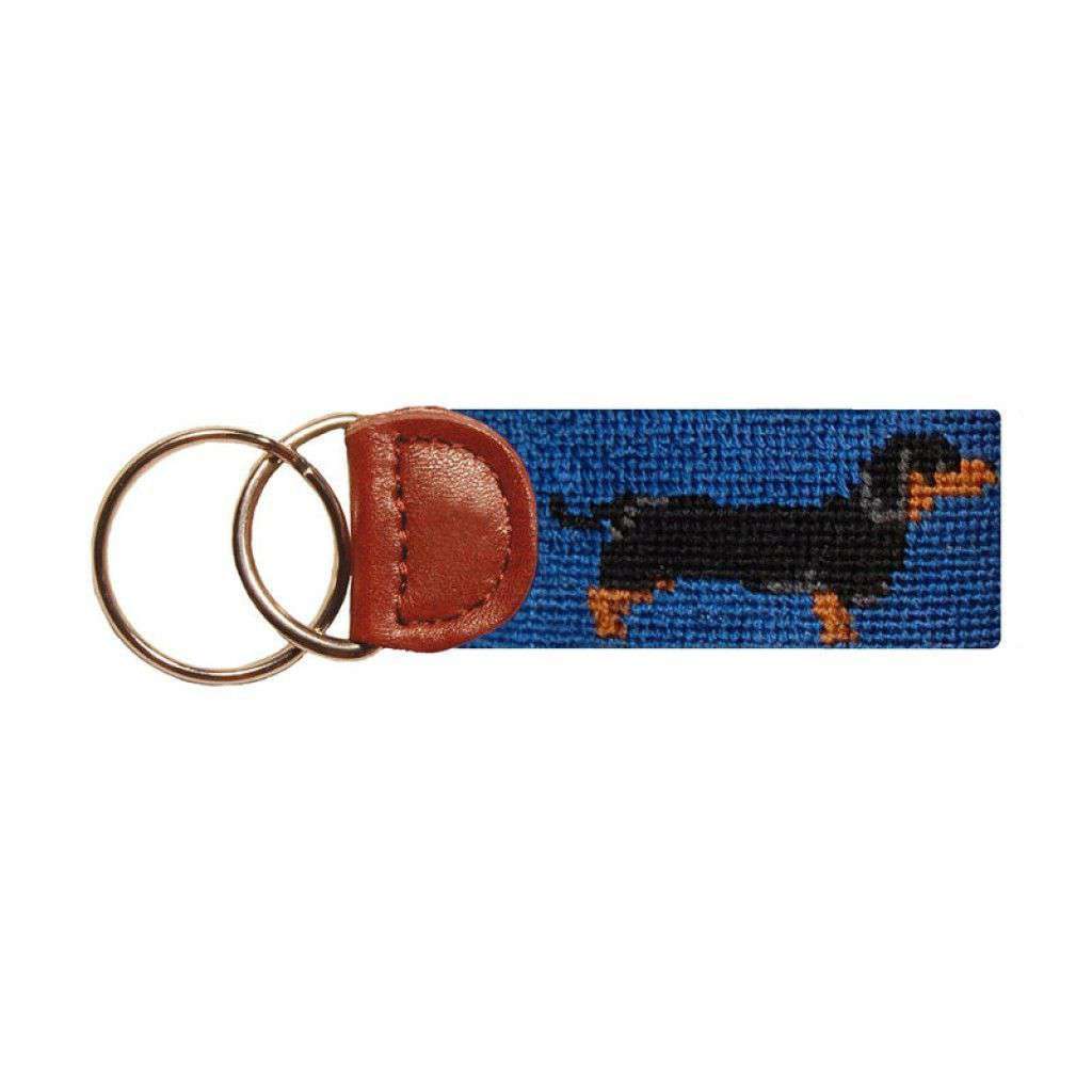 Dachshund Needlepoint Key Fob in Blue by Smathers & Branson - Country Club Prep