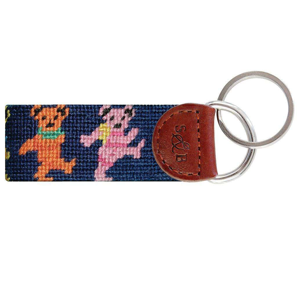 Dancing Bears Needlepoint Key Fob in Navy by Smathers & Branson - Country Club Prep