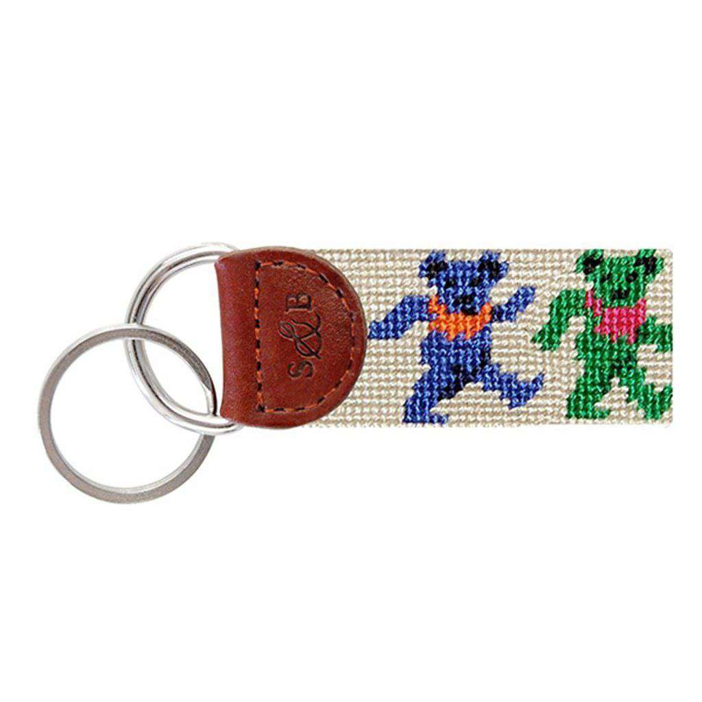 Dancing Bears Needlepoint Key Fob in Oatmeal by Smathers & Branson - Country Club Prep