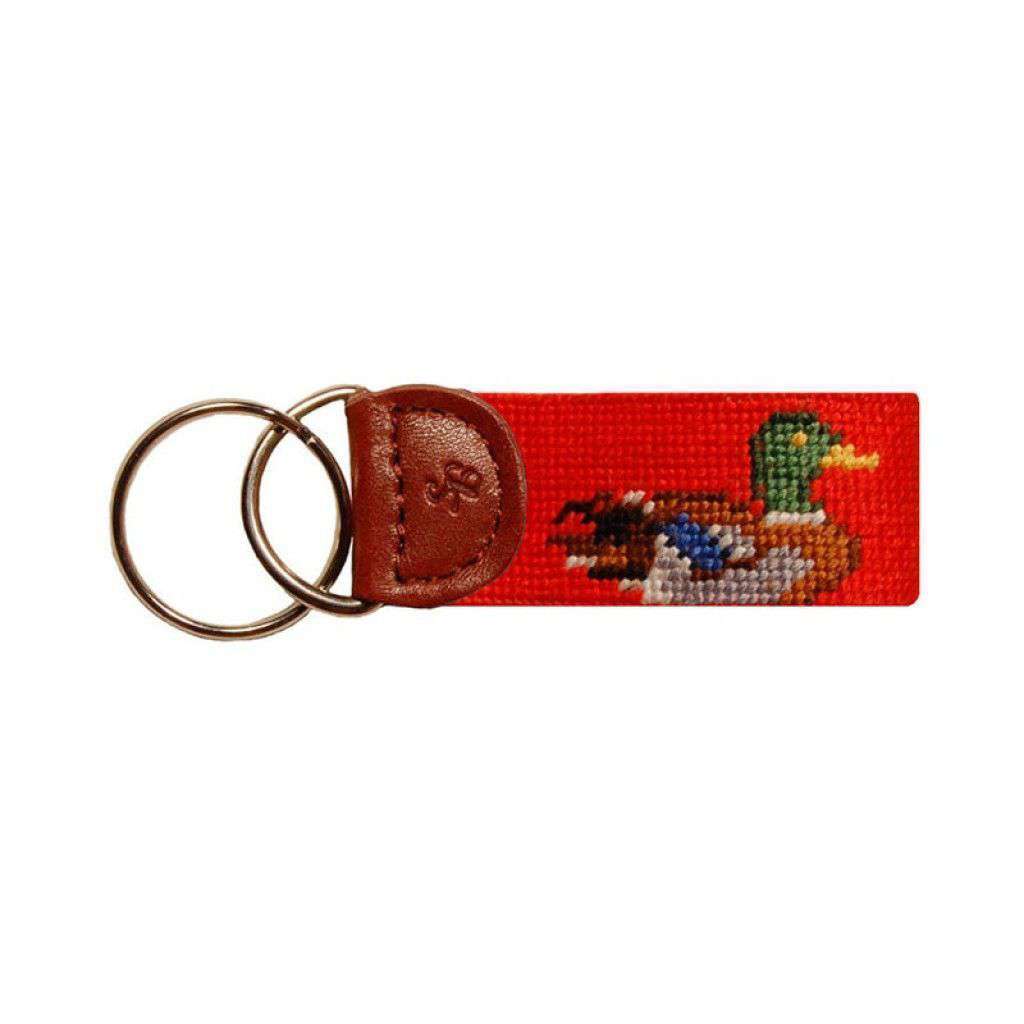 Ducks Needlepoint Key Fob in Orange by Smathers & Branson - Country Club Prep