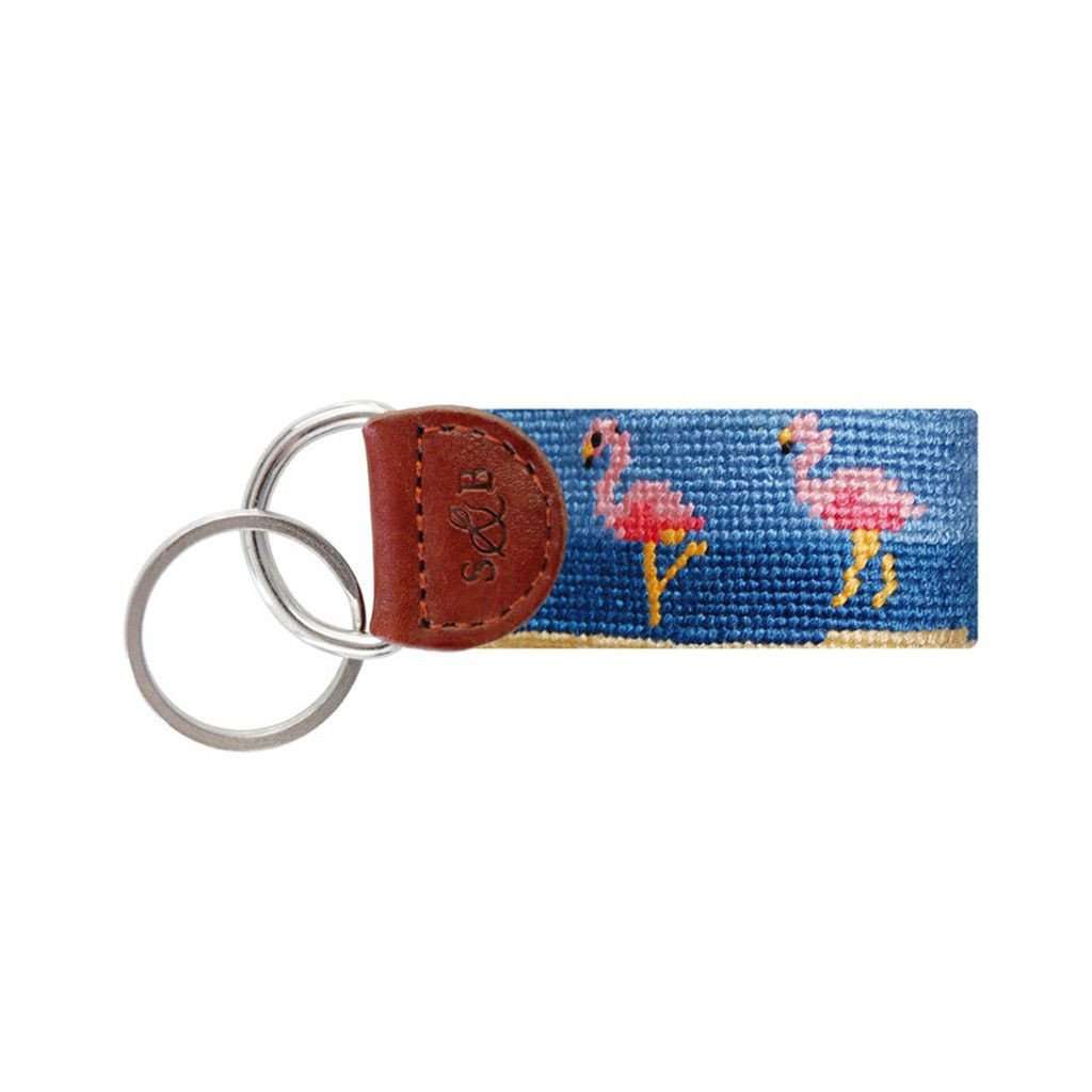 Flamingo Oasis Needlepoint Key Fob by Smathers & Branson - Country Club Prep
