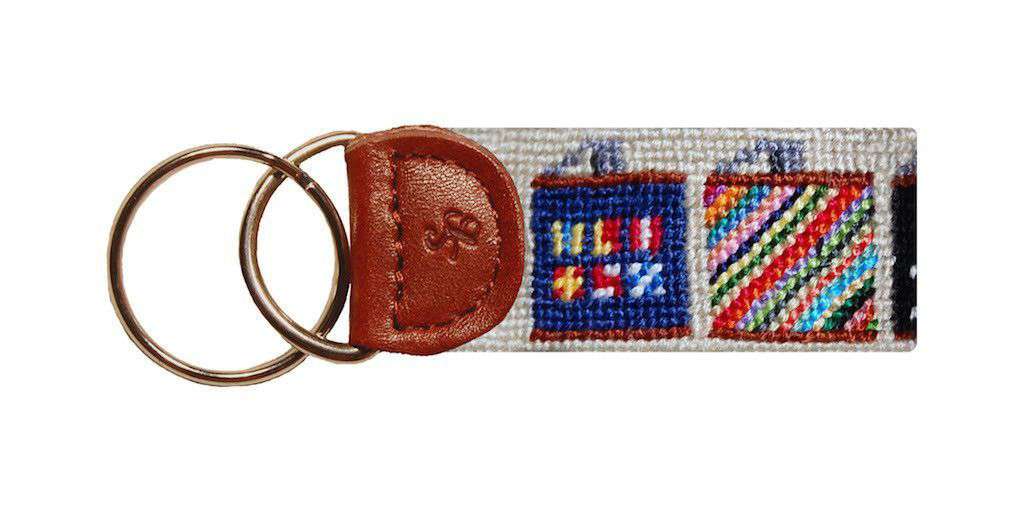 Flasks Needlepoint Key Fob in Khaki by Smathers & Branson - Country Club Prep