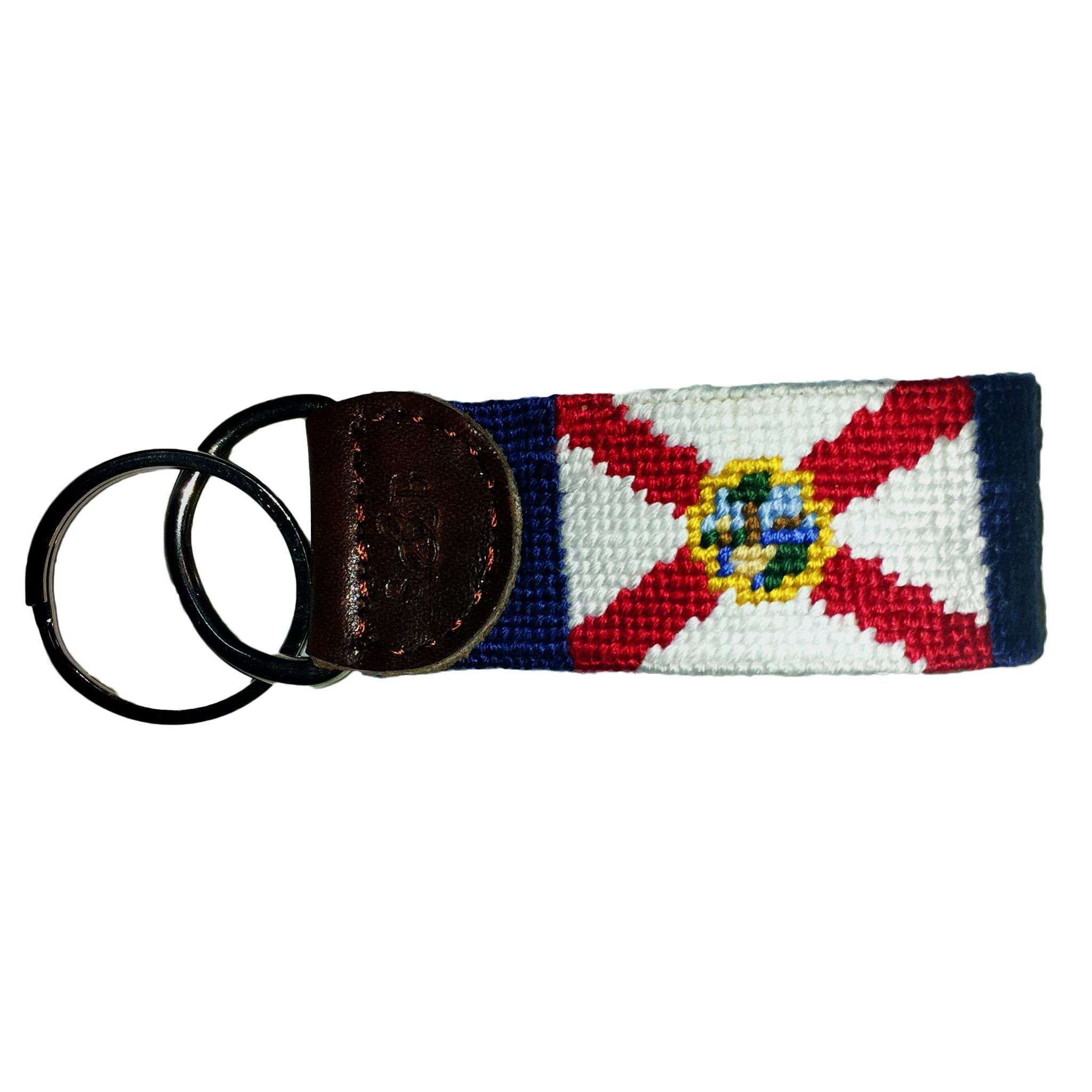 Florida State Flag Needlepoint Key Fob in Navy by Smathers & Branson - Country Club Prep