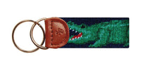Gator Needlepoint Key Fob in Navy by Smathers & Branson - Country Club Prep