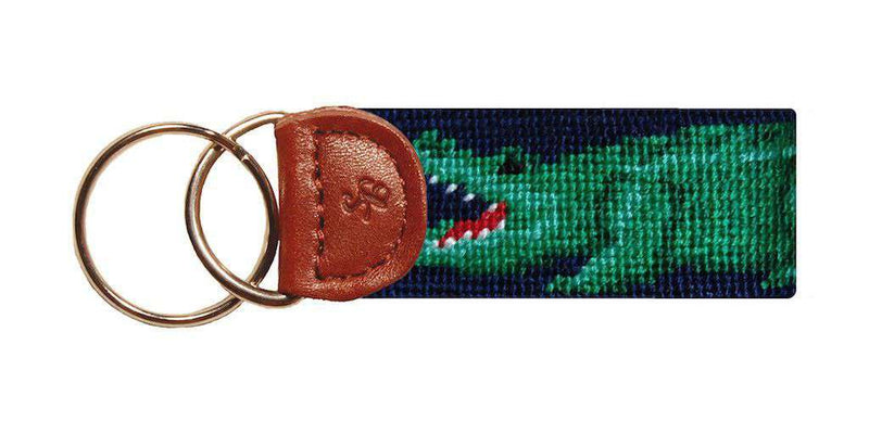 Gator Needlepoint Key Fob in Navy by Smathers & Branson - Country Club Prep