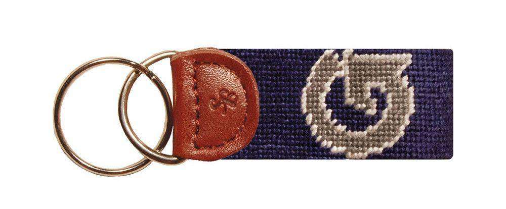 Georgetown University Needlepoint Key Fob in Navy by Smathers & Branson - Country Club Prep