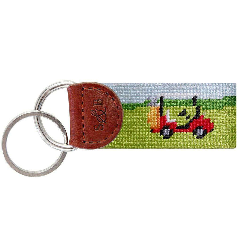 Golf Cart Needlepoint Key Fob by Smathers & Branson - Country Club Prep