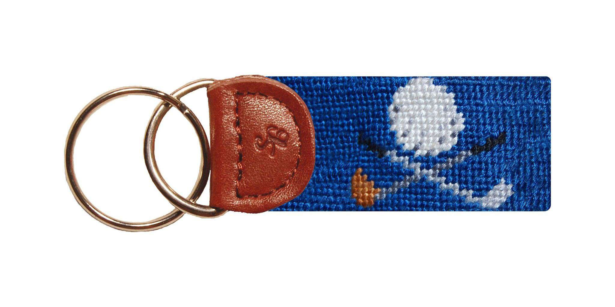 Golf Clubs Needlepoint Key Fob in Blue by Smathers & Branson - Country Club Prep