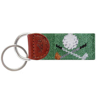 Golf Clubs Needlepoint Key Fob in Mint Green by Smathers & Branson - DNP - Country Club Prep