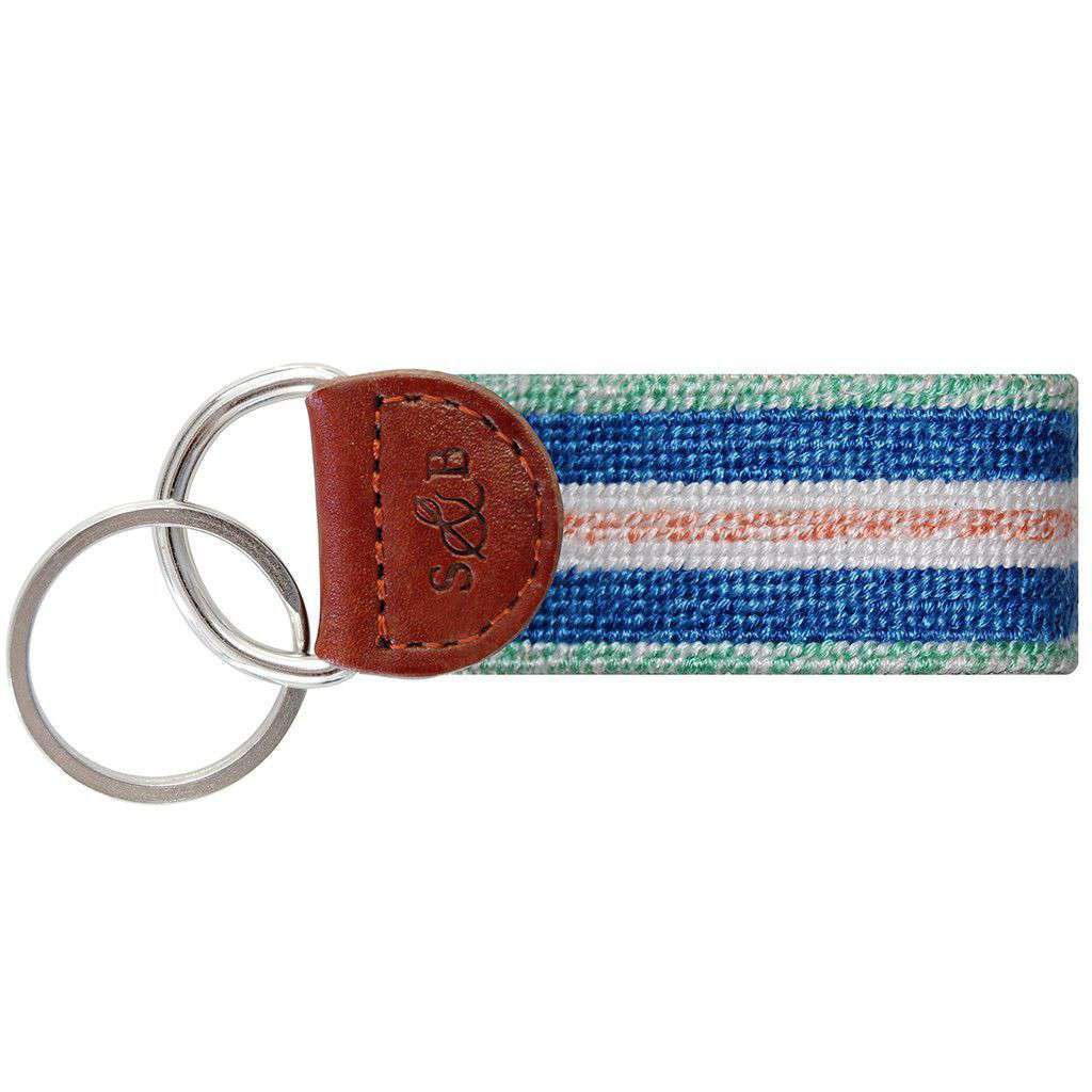 Heathered Surfer Stripe Needlepoint Key Fob in Multi by Smathers & Branson - Country Club Prep