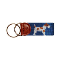 Jack Russell Needlepoint Key Fob in Blue by Smathers & Branson - Country Club Prep