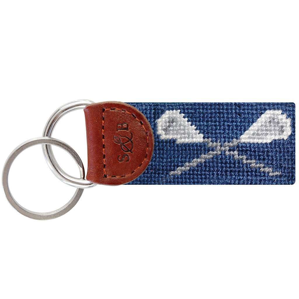 Lacrosse Sticks Needlepoint Key Fob in Royal Blue by Smathers & Branson - Country Club Prep