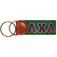 Lambda Chi Alpha Needlepoint Key Fob in Green by Smathers & Branson - Country Club Prep