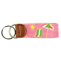 Limited Edition South Hampton-Beach Chair Needlepoint Key Fob in Pink by Smathers & Branson - Country Club Prep