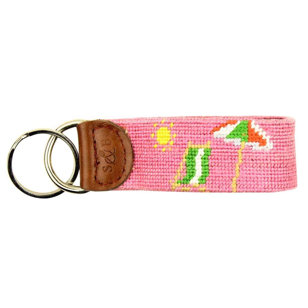 Limited Edition South Hampton-Beach Chair Needlepoint Key Fob in Pink by Smathers & Branson - Country Club Prep