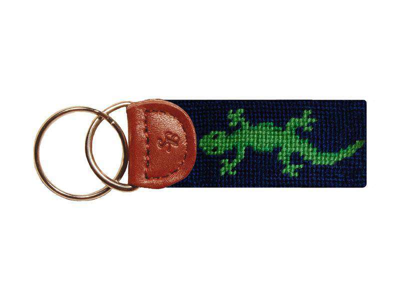Lizard Needlepoint Key Fob in Navy by Smathers & Branson - Country Club Prep