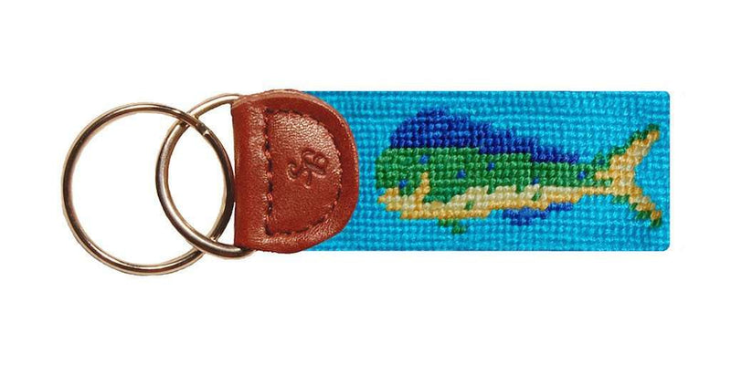 Mahi Mahi Needlepoint Key Fob in Aqua by Smathers & Branson - Country Club Prep