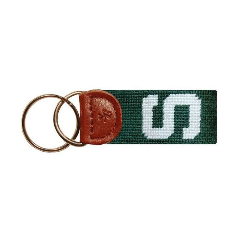 Michigan State Needlepoint Key Fob in Green by Smathers & Branson - Country Club Prep