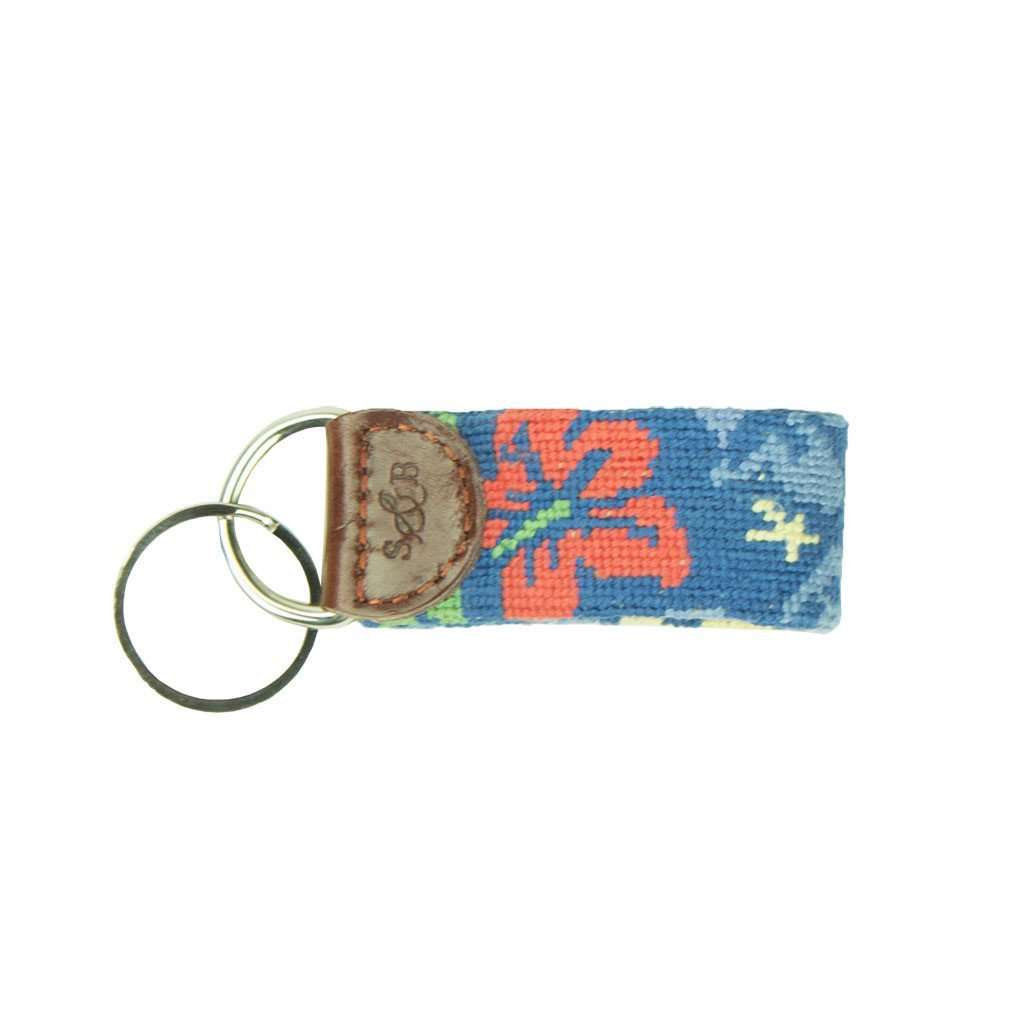 Multi Colored Hibiscus Needlepoint Key Fob by Smathers & Branson - Country Club Prep