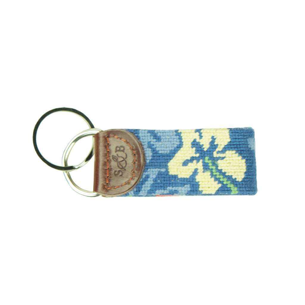 Multi Colored Hibiscus Needlepoint Key Fob by Smathers & Branson - Country Club Prep