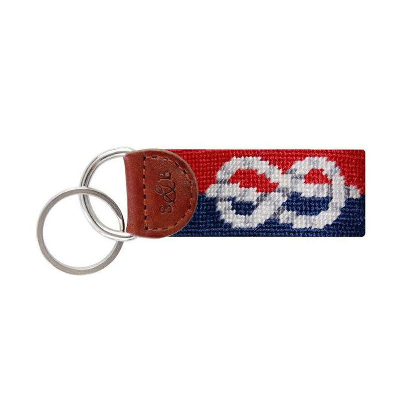 Nautical Knot Needlepoint Key Fob in Red & Navy by Smathers & Branson - Country Club Prep
