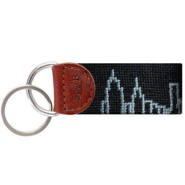 New York Skyline Needlepoint Key Fob in Black by Smathers & Branson - Country Club Prep