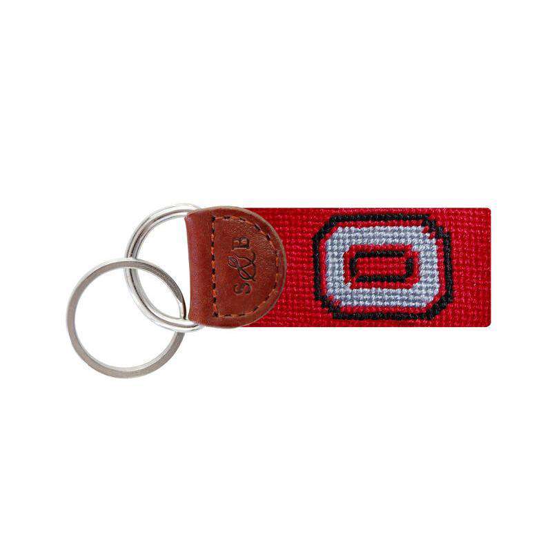 Ohio State University Needlepoint Key Fob in Red by Smathers & Branson - Country Club Prep