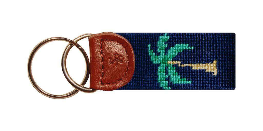 Palm Tree Needlepoint Key Fob in Dark Navy by Smathers & Branson - Country Club Prep