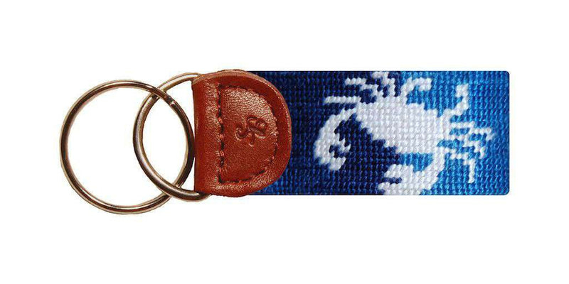Patchwork Crab Needlepoint Key Fob in Blue by Smathers & Branson - Country Club Prep