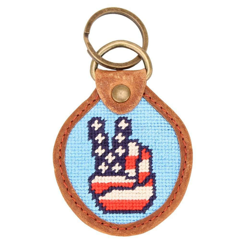 Patriotic Peace Needlepoint Key Fob by Smathers & Branson - Country Club Prep