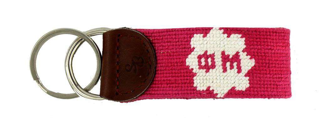 Phi Mu Needlepoint Key Fob in Pink by Smathers & Branson - Country Club Prep