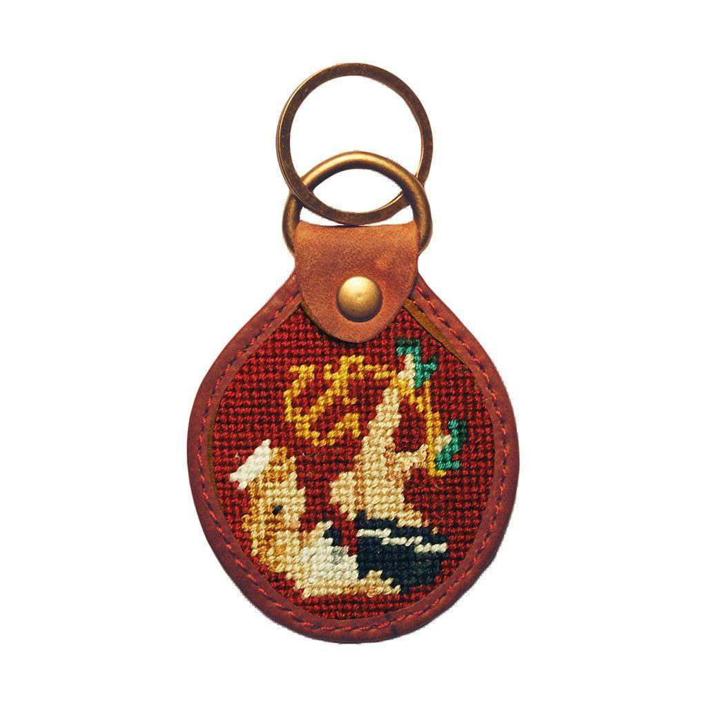 Pin-Up Girl Needlepoint Key Fob in Light Burgundy by Smathers & Branson - Country Club Prep