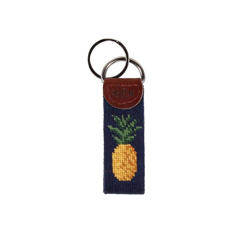 Pineapple Needlepoint Key Fob in Dark Navy by Smathers & Branson - Country Club Prep