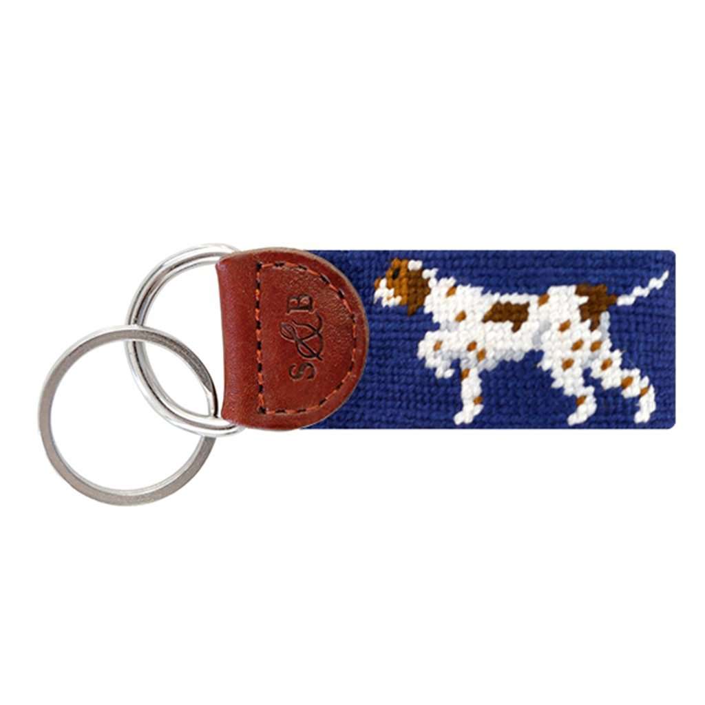 Pointer Needlepoint Key Fob in Classic Navy by Smathers & Branson - Country Club Prep