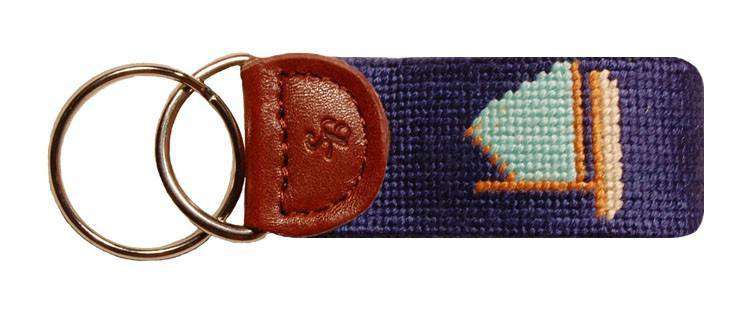 Rainbow Fleet Needlepoint Key Fob in Blue by Smathers & Branson - Country Club Prep