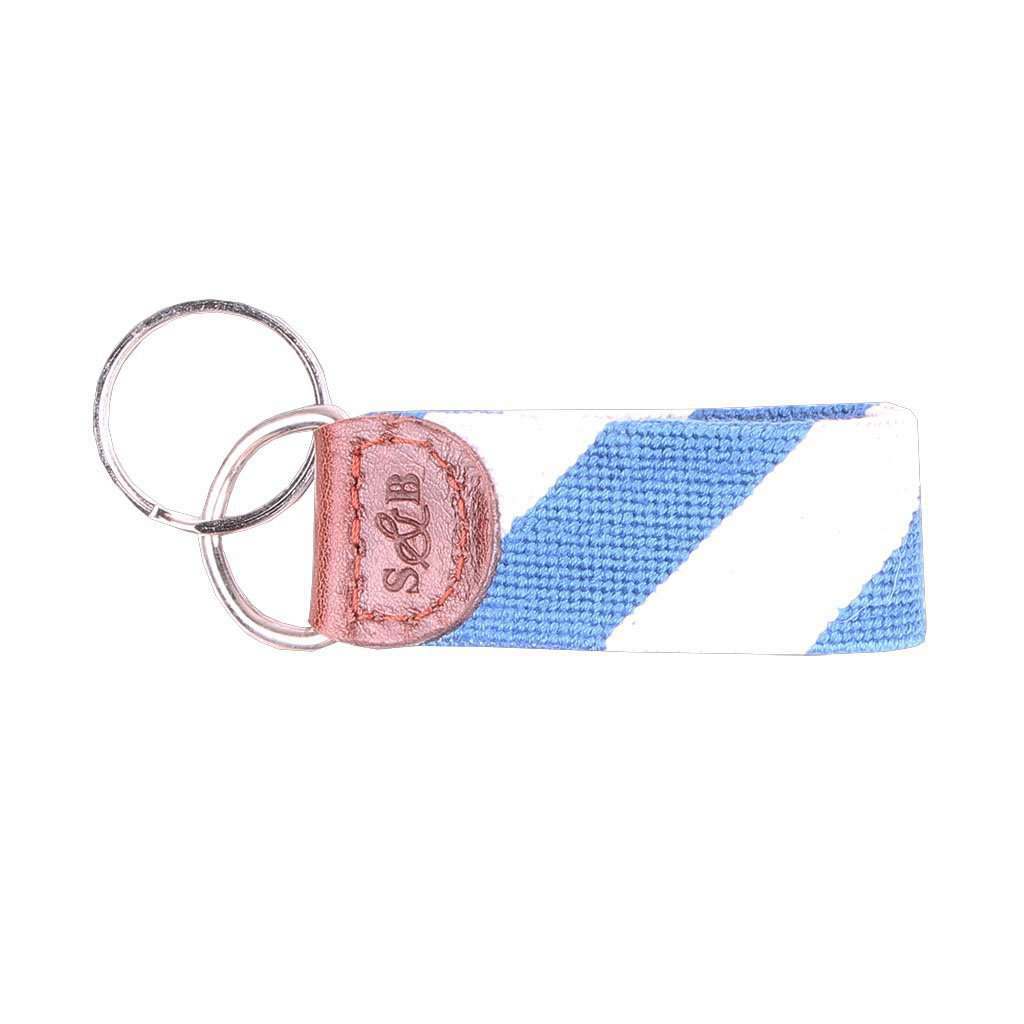 Repp Stripe Needlepoint Key Fob in Blue and White by Smathers & Branson - Country Club Prep