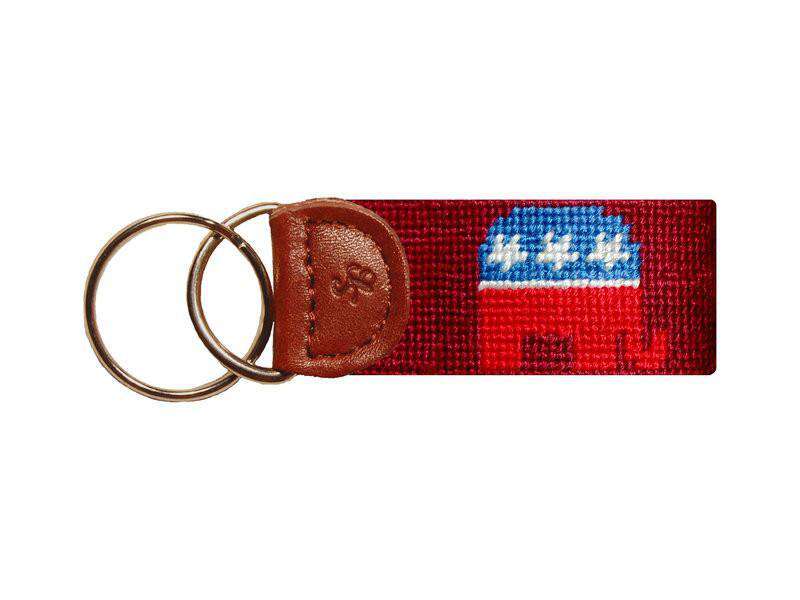 Republican Needlepoint Key Fob in Garnet by Smathers & Branson - Country Club Prep