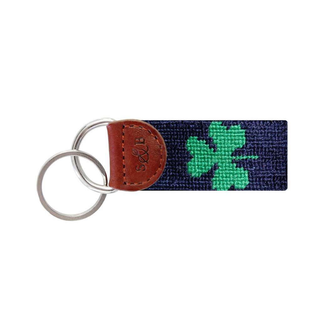 Shamrock Needlepoint Key Fob in Navy by Smathers & Branson - Country Club Prep