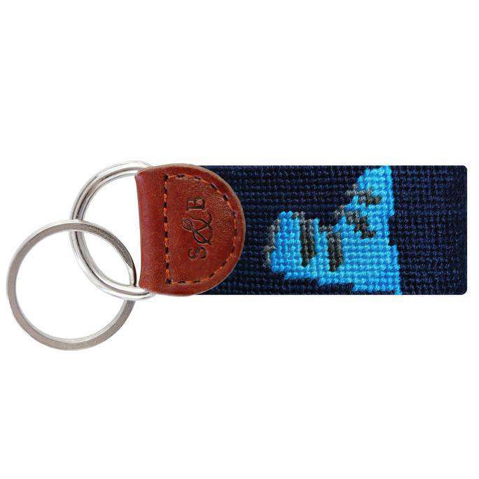 Ski Boot Needlepoint Key Fob in Dark Navy by Smathers & Branson - Country Club Prep