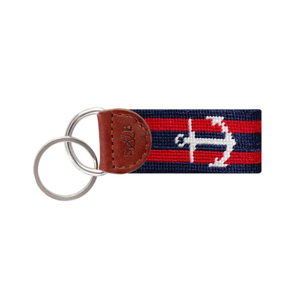 Striped Anchor Needlepoint Key Fob in Navy and Red by Smathers & Branson - Country Club Prep