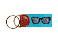 Sunglasses Needlepoint Key Fob in Blue by Smathers & Branson - Country Club Prep