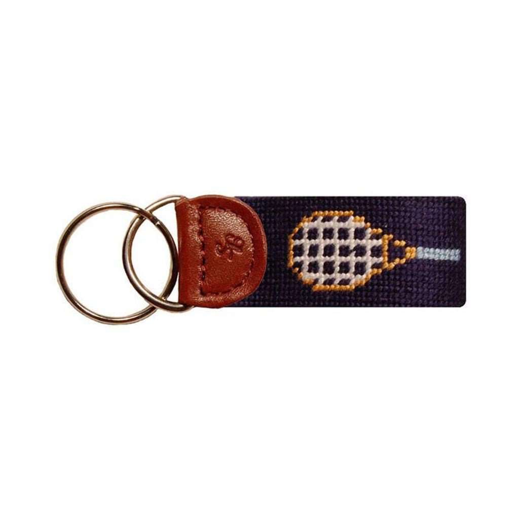 Tennis Racquet Needlepoint Key Fob in Navy by Smathers & Branson - Country Club Prep